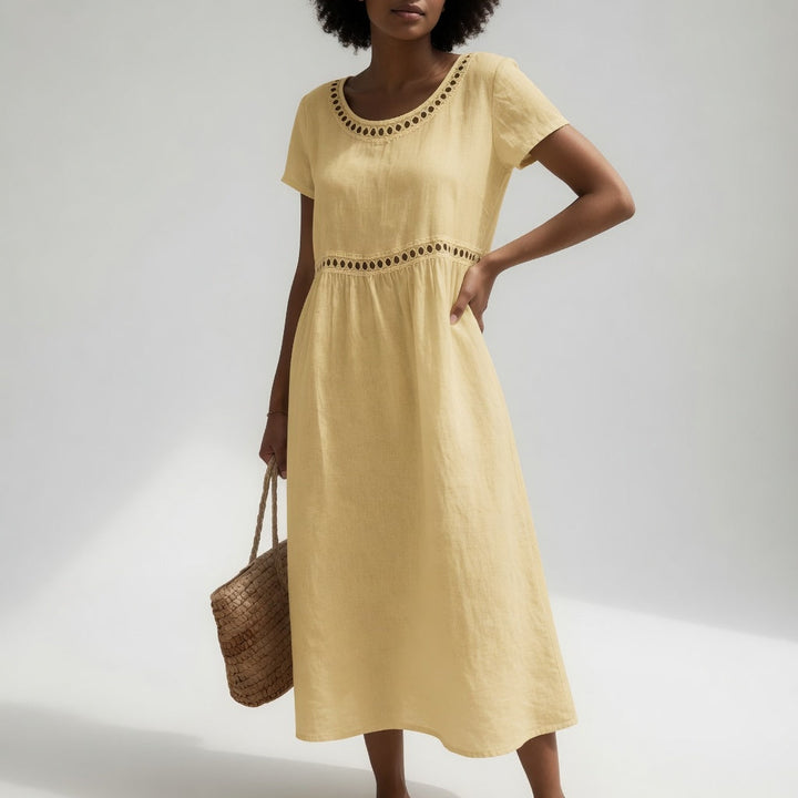 Pernelle™ — Abito midi 100% cotone ricamato femminilità dolce