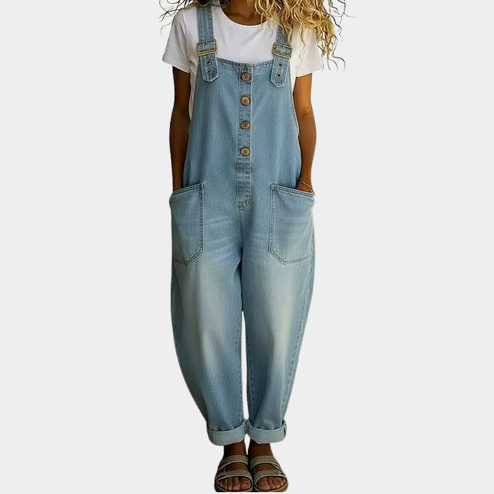 Mae™ | Salopette vintage in cotone morbido effetto denim