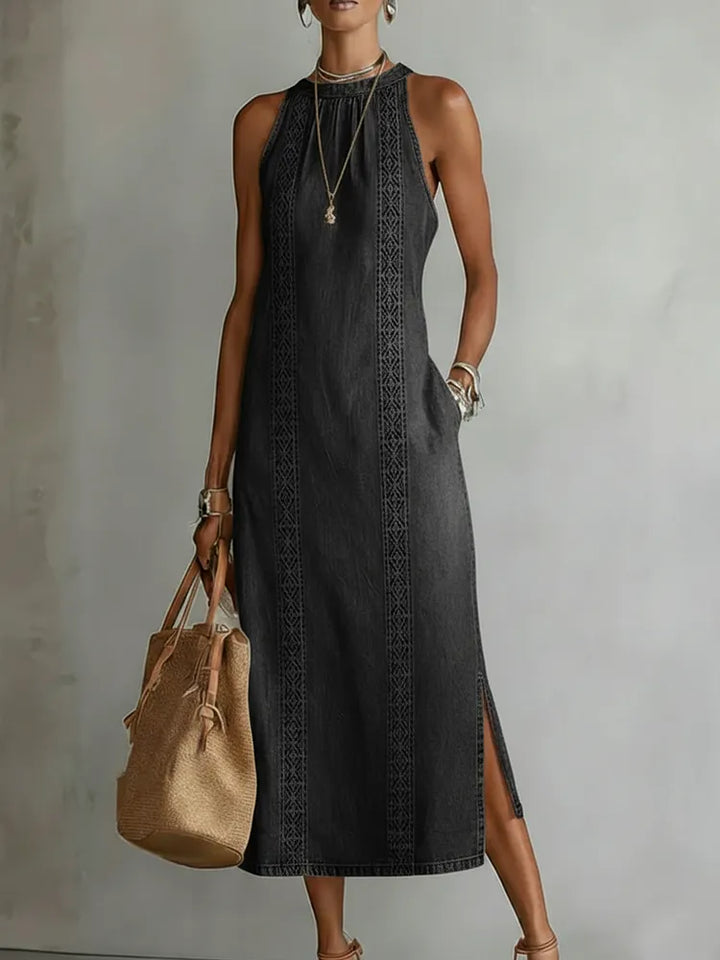 Julia™ | Abito in denim con pizzo retrò