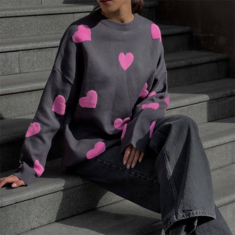 Mila | Maglione in Misto Cotone con Cuori