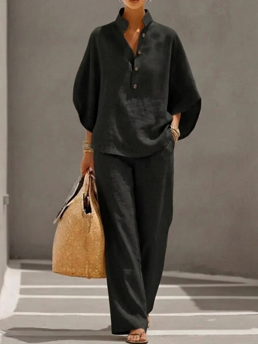 Maribel™ | Completo con maniche a pipistrello e pantaloni larghi