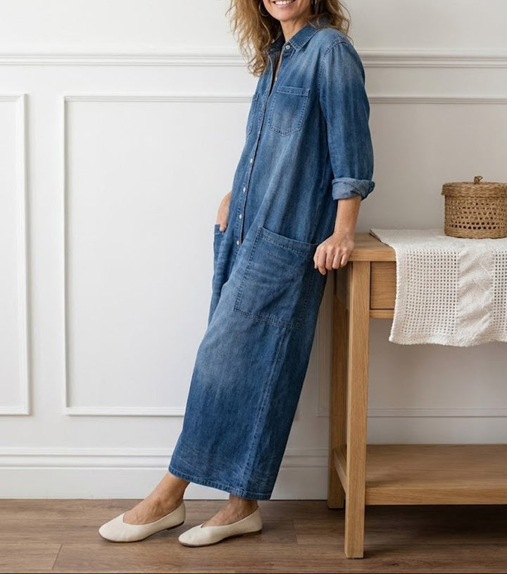 Diana™ | Tuta in denim vintage con bottoni