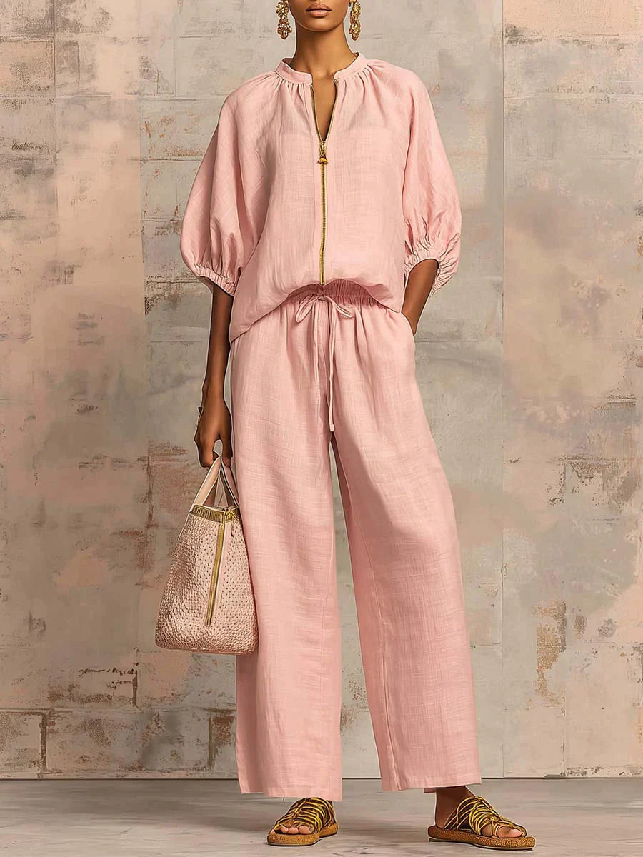 Alba | Set di due pezzi: Camicia casual e pantaloni a gamba larga