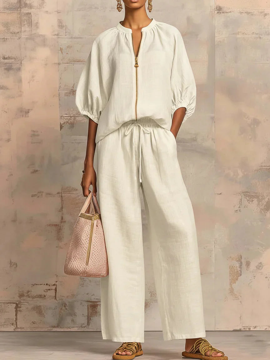Alba | Set di due pezzi: Camicia casual e pantaloni a gamba larga