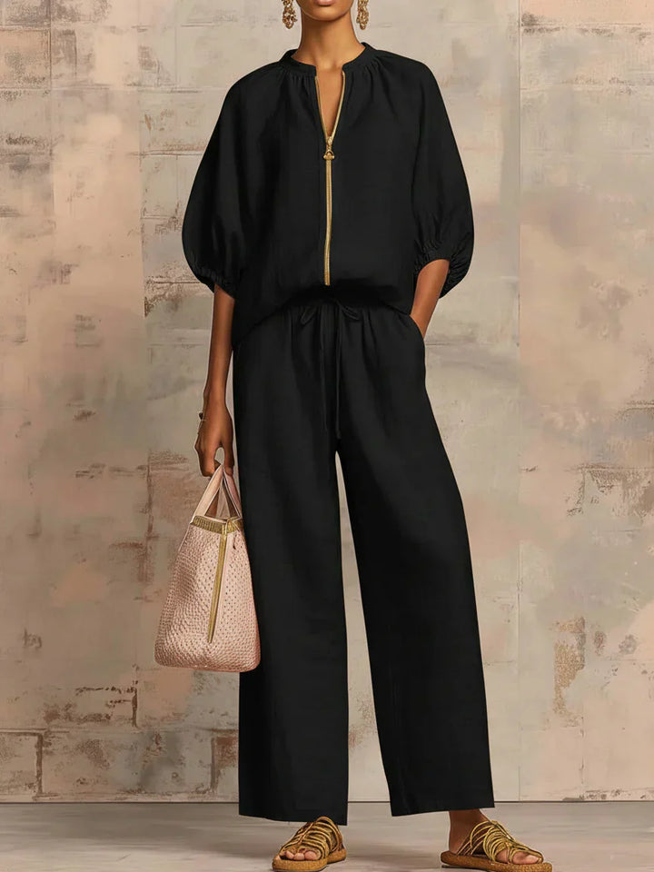 Alba | Set di due pezzi: Camicia casual e pantaloni a gamba larga