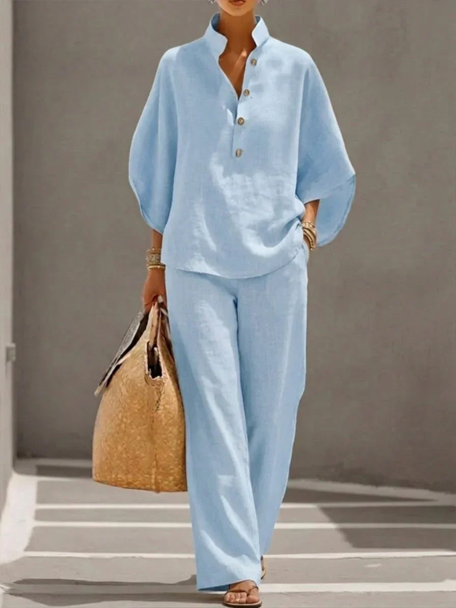 Maribel™ | Completo con maniche a pipistrello e pantaloni larghi