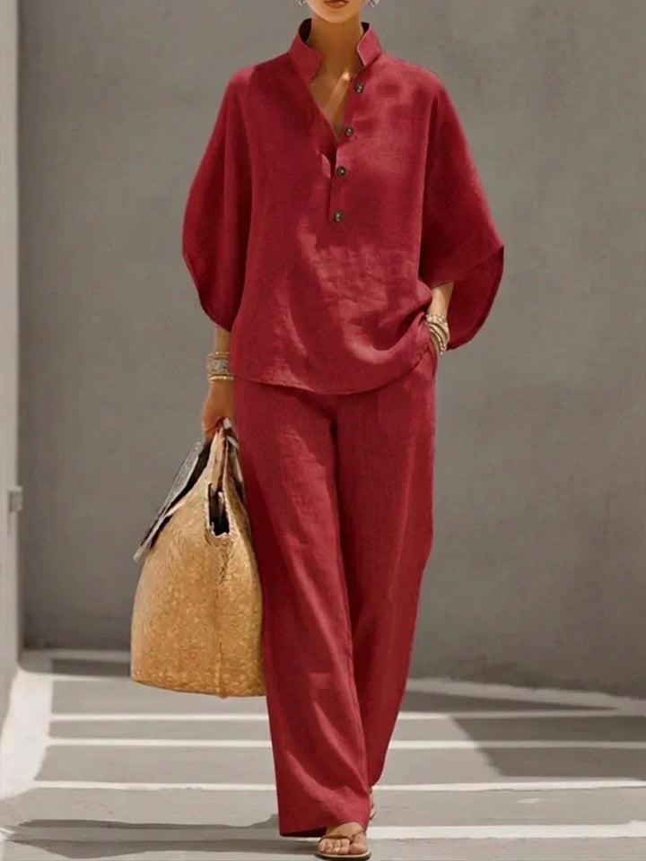 Maribel™ | Completo con maniche a pipistrello e pantaloni larghi