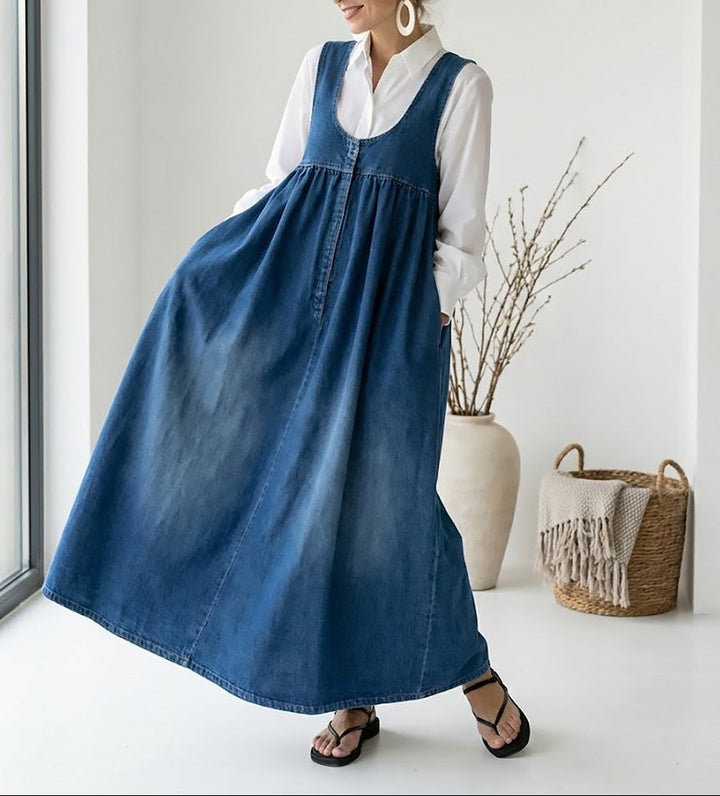 Karen™ | Abito maxi in denim lavato vintage