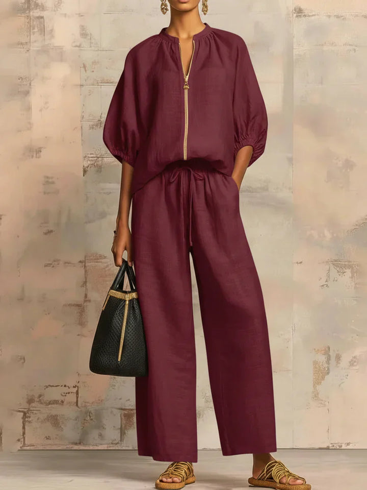 Alba | Set di due pezzi: Camicia casual e pantaloni a gamba larga