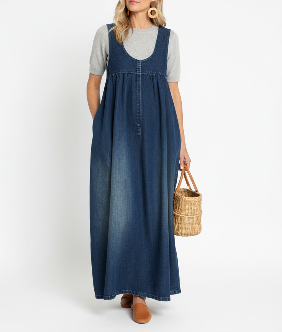 Karen™ | Abito maxi in denim lavato vintage