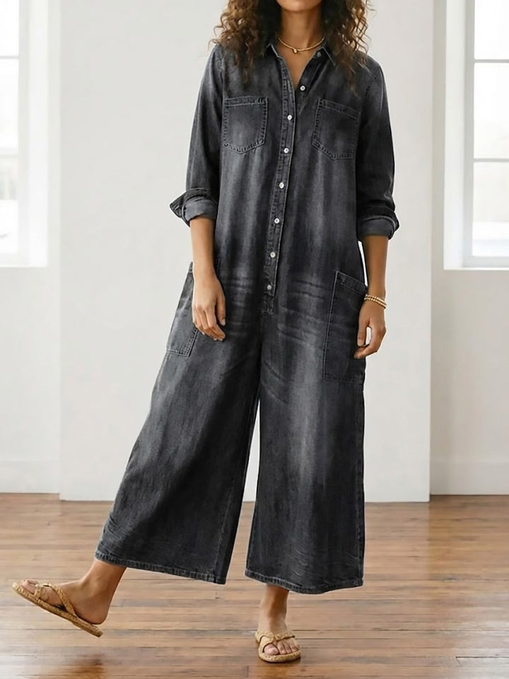 Diana™ | Tuta in denim vintage con bottoni
