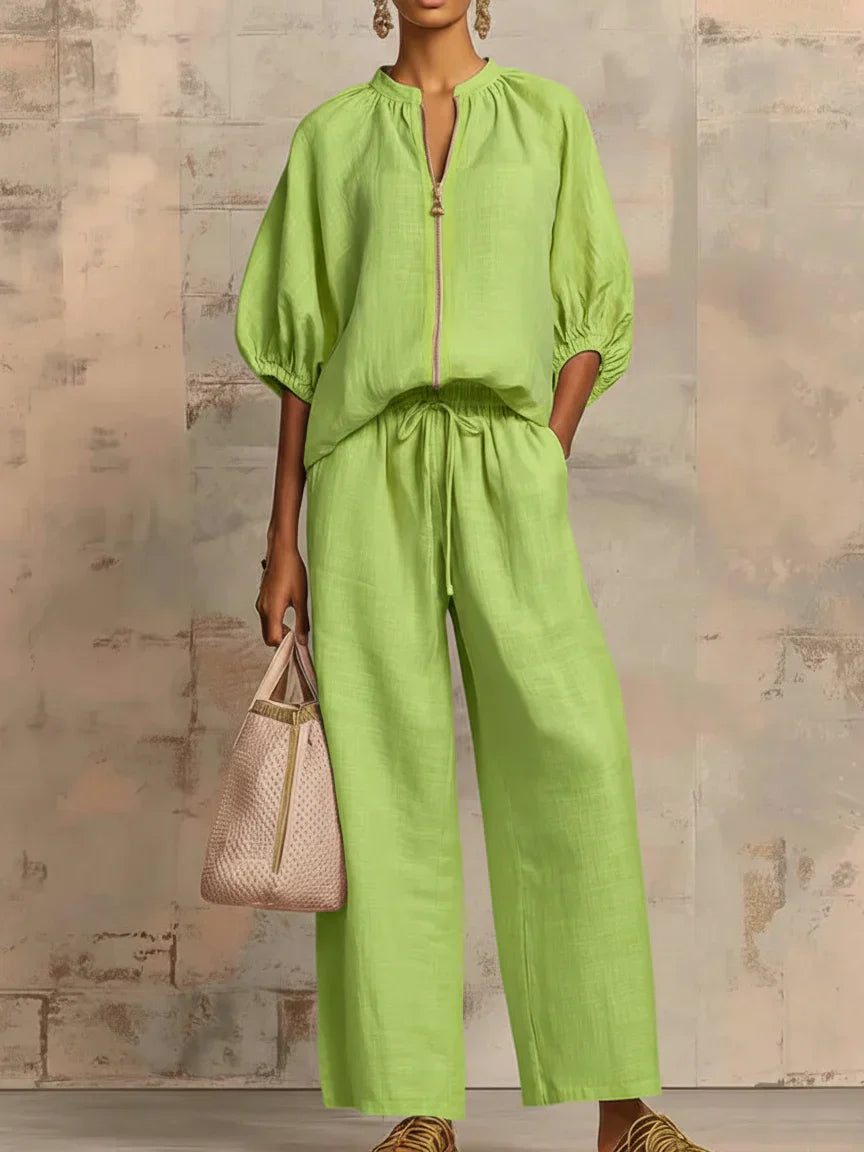 Alba | Set di due pezzi: Camicia casual e pantaloni a gamba larga
