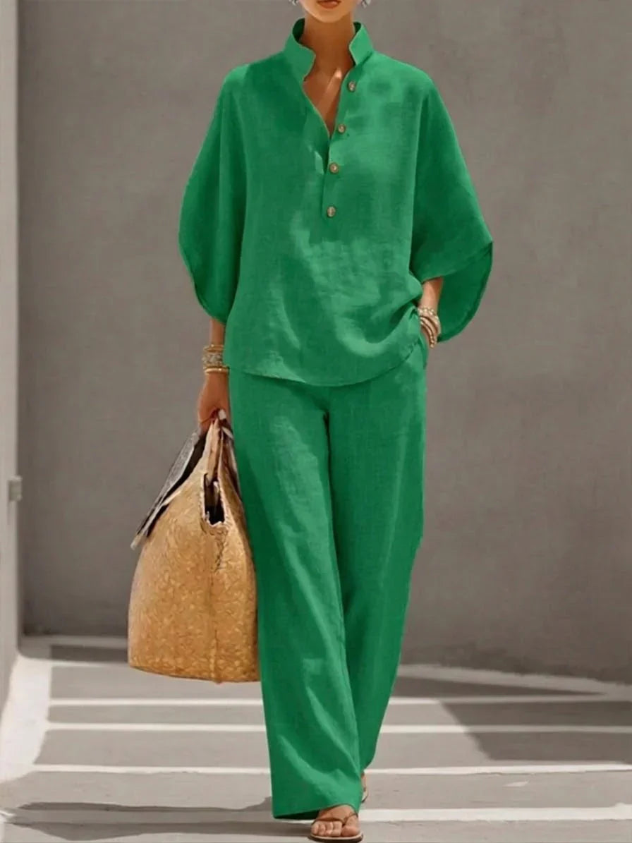 Maribel™ | Completo con maniche a pipistrello e pantaloni larghi