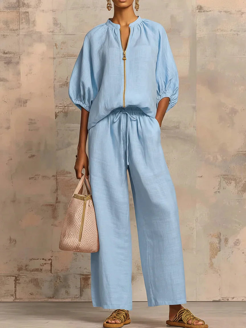 Alba | Set di due pezzi: Camicia casual e pantaloni a gamba larga