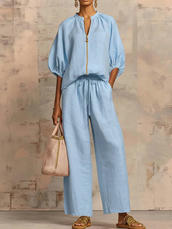 Alba | Set di due pezzi: Camicia casual e pantaloni a gamba larga