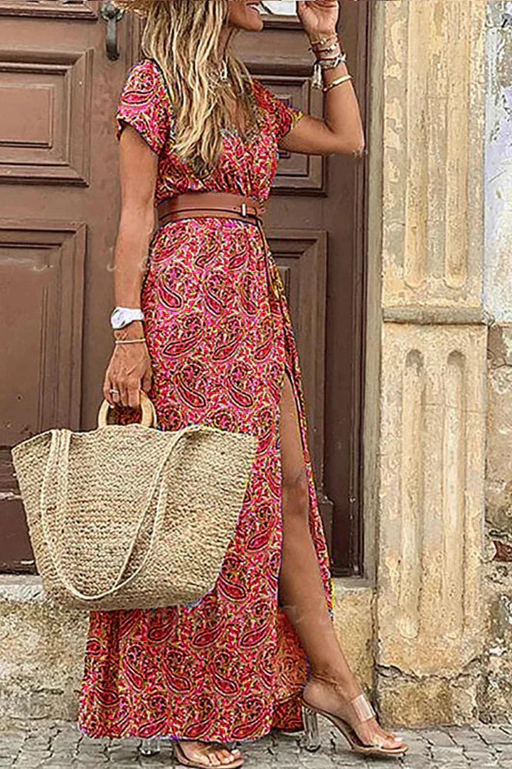 Bruna – Vestito boho maxi con cintura