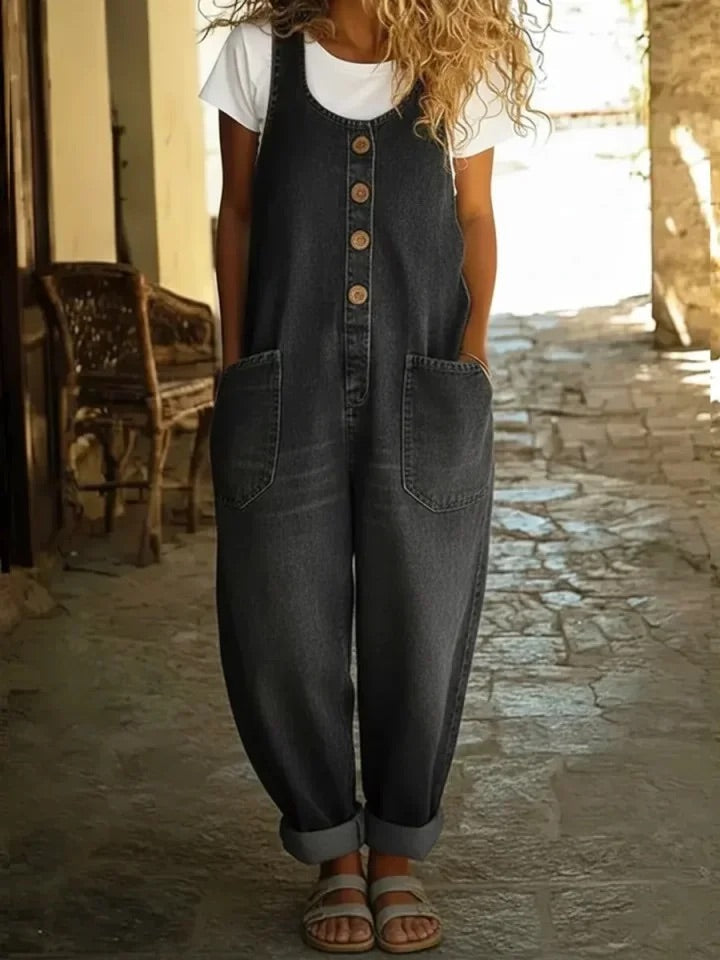 Ruth™ | Salopette in denim di cotone lavato vintage