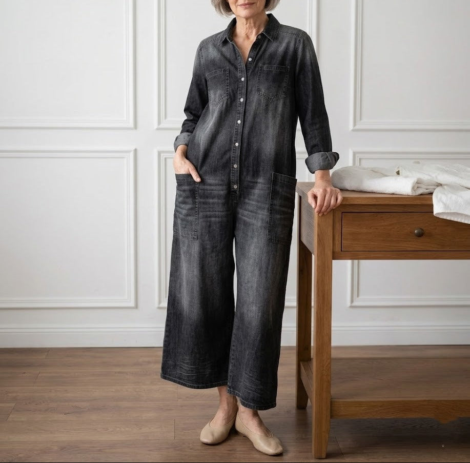 Diana™ | Tuta in denim vintage con bottoni