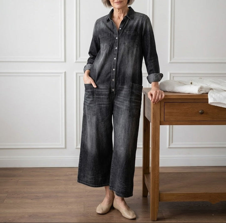 Diana™ | Tuta in denim vintage con bottoni