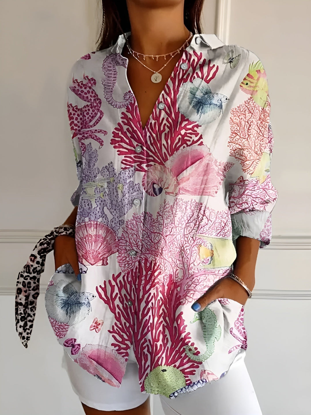 Roseline - Camicia stampata con bottoni